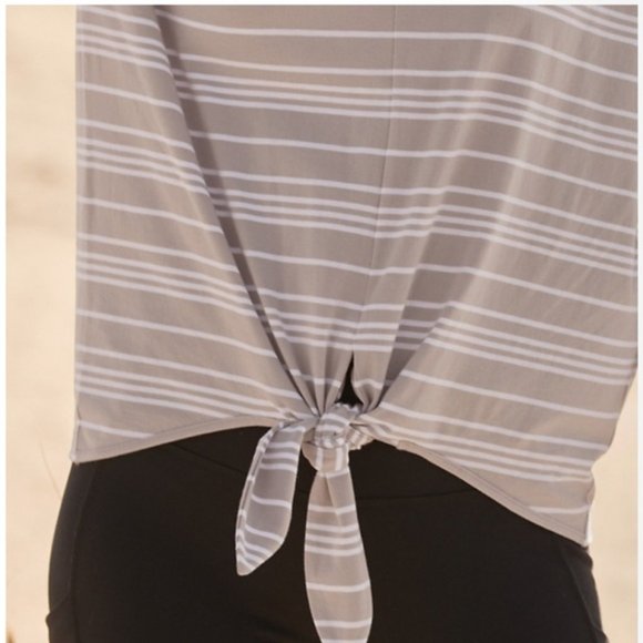 Garnet Hill Knotted Long-Sleeve Tee Dove Stripe - Picture 2 of 10